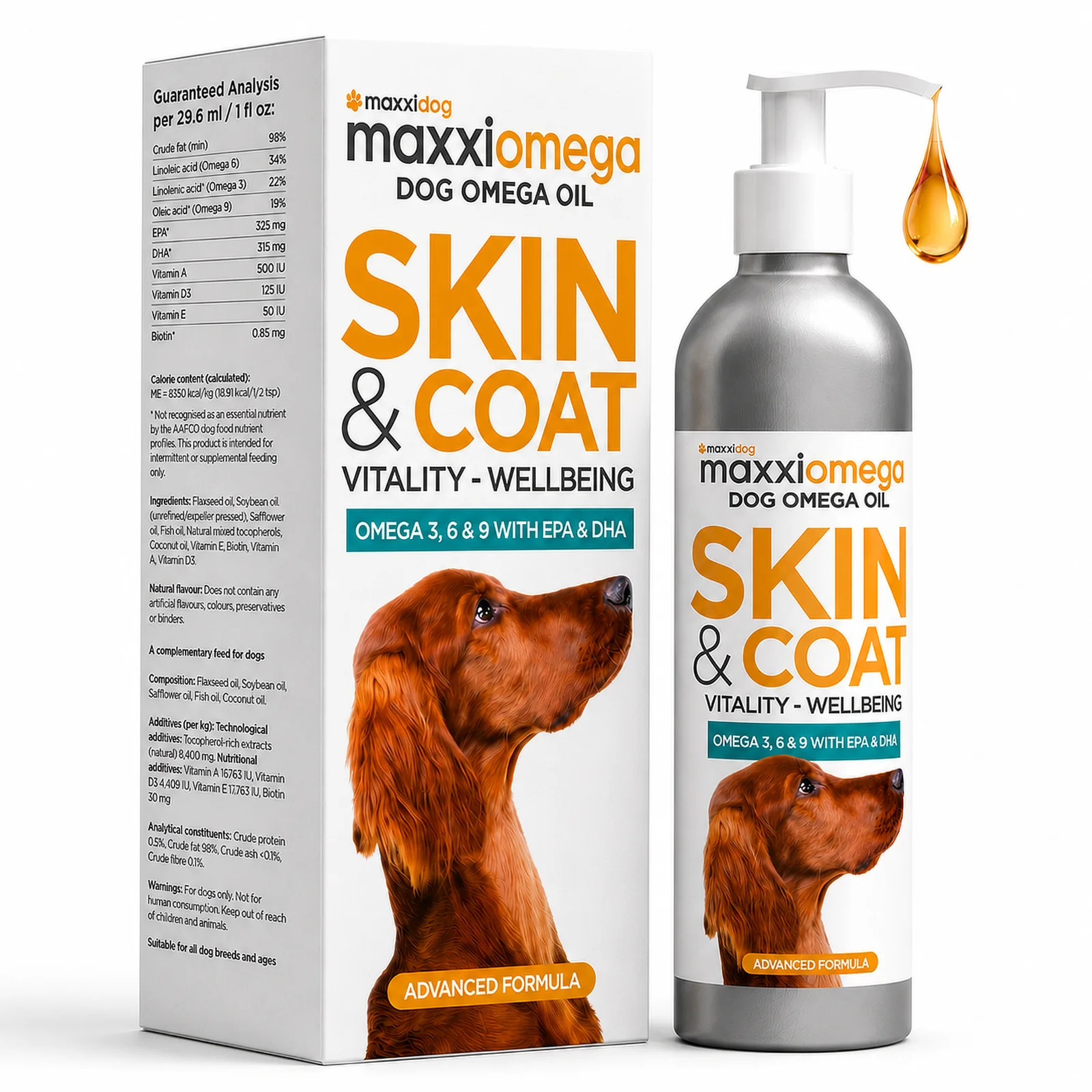 maxxiomega omega oil for dogs bottle from maxxipaws
